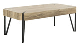 Safavieh Liann Coffee Table Wood Top Rustic Midcentury Multi Brown Powder Coating MDF Metal Tube COF7003A 889048427198