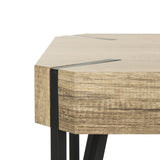 Safavieh Liann Coffee Table Wood Top Rustic Midcentury Multi Brown Powder Coating MDF Metal Tube COF7003A 889048427198