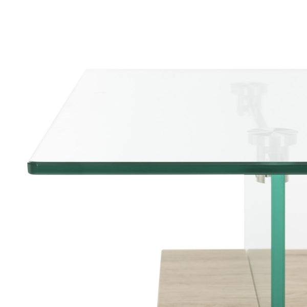 Safavieh Kayley Coffee Table Rectangular Modern Natural Tempered Glass MDF COF7004A 889048427488
