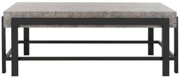 Safavieh Oliver Coffee Table Rectangular Contemporary Dark Grey Black Wood Powder Coating MDF Metal Tube COF7006A 889048427556