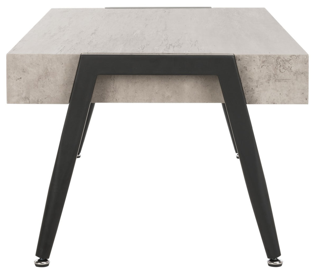 Safavieh Cameron Coffee Table Rectangular Modern Midcentury Light Grey Black Wood Powder Coating MDF Metal Tube COF7008A 889048427594