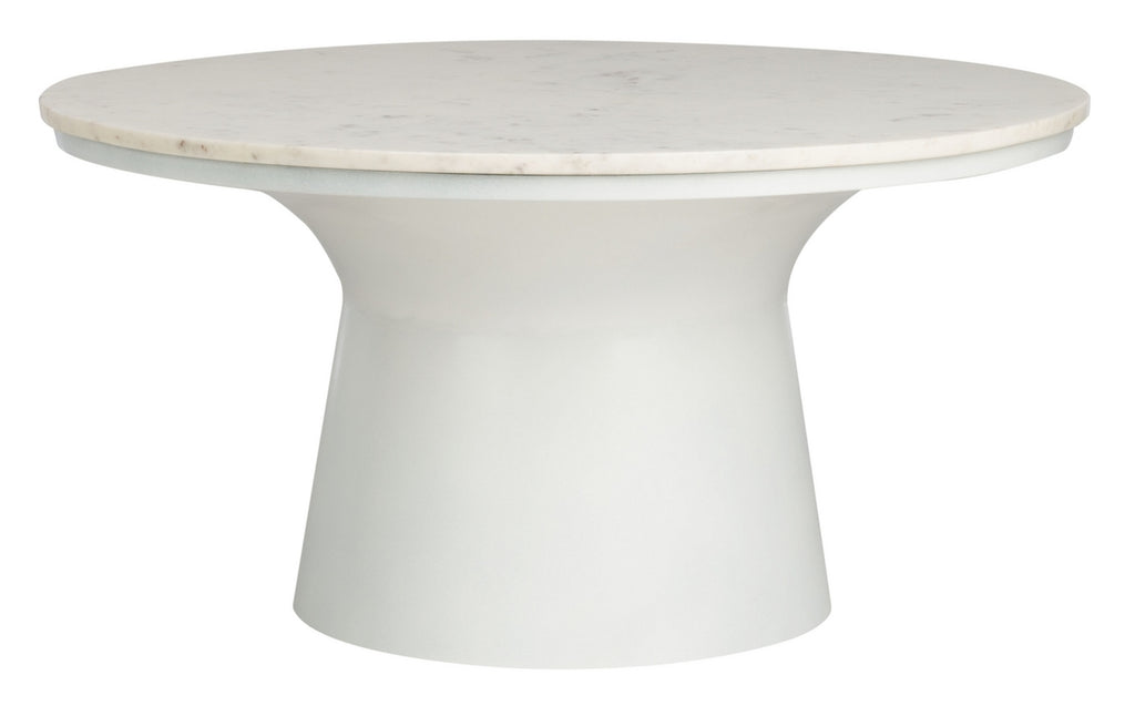 Safavieh Mila Pedestal Coffee Table White Marble White Metal COF7200B