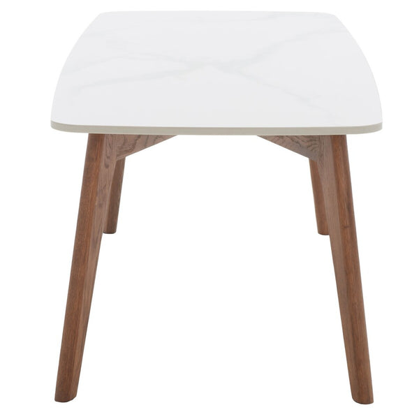 Safavieh Karina Rectangular Coffee Table White Ceramic Faux Marble / Walnut COF8102A
