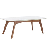 Safavieh Karina Rectangular Coffee Table White Ceramic Faux Marble / Walnut COF8102A