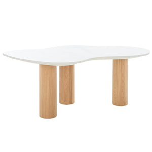Safavieh Aurora Curvy Coffee Table White Ceramic Faux Marble / Natural COF8103A