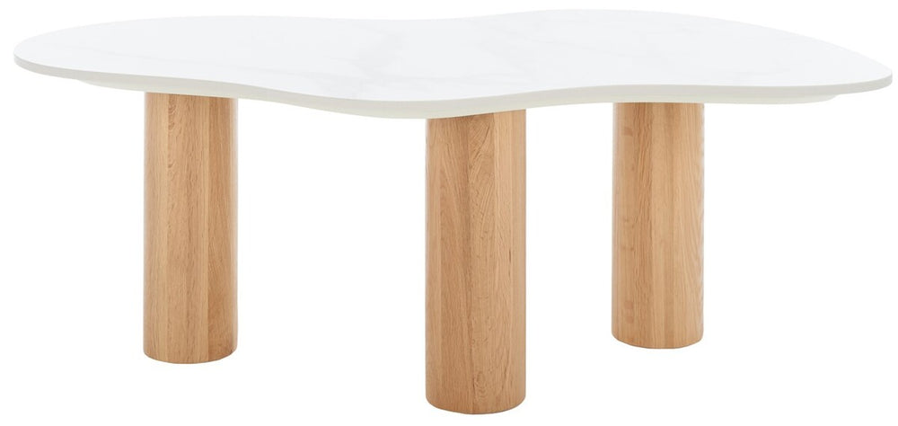 Safavieh Aurora Curvy Coffee Table White Ceramic Faux Marble / Natural COF8103A