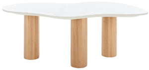 Safavieh Aurora Curvy Coffee Table White Ceramic Faux Marble / Natural COF8103A