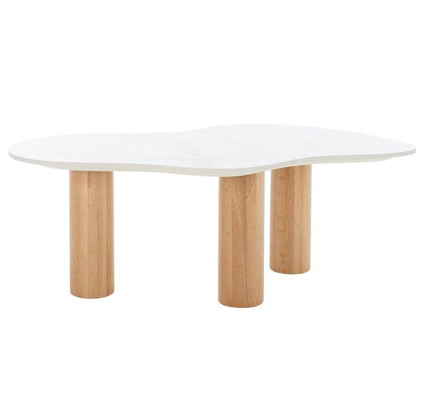 Safavieh Aurora Curvy Coffee Table White Ceramic Faux Marble / Natural COF8103A