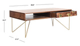 Safavieh Raveena Coffee Table in Natural and Brass COF9002A 889048721210