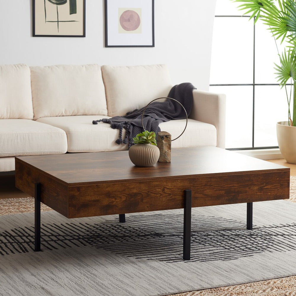 Jaxith Coffee Table - Modern Elegance with Chunky Wood Top and Sleek Metallic Legs for Stylish Living