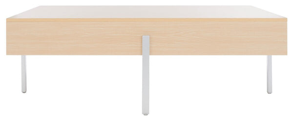 Jaxith Coffee Table - Modern Elegance with Chunky Wood Top and Sleek Metallic Legs for Stylish Living