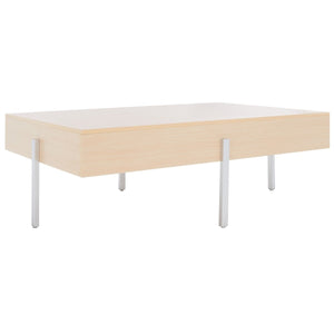 Jaxith Coffee Table - Modern Elegance with Chunky Wood Top and Sleek Metallic Legs for Stylish Living