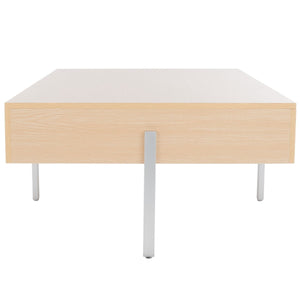Jaxith Coffee Table - Modern Elegance with Chunky Wood Top and Sleek Metallic Legs for Stylish Living