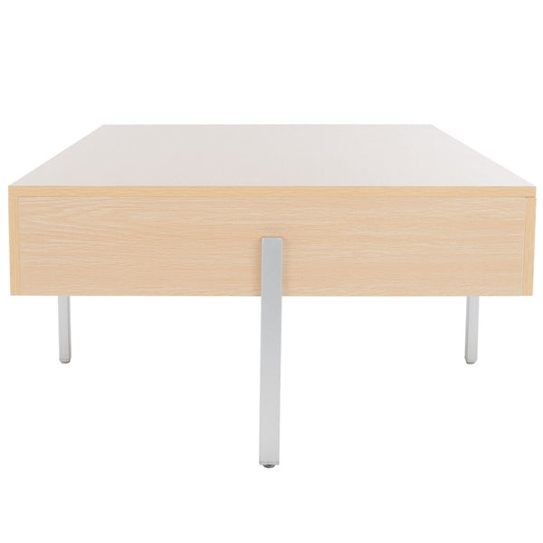 Jaxith Coffee Table - Modern Elegance with Chunky Wood Top and Sleek Metallic Legs for Stylish Living