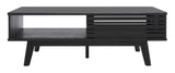 Safavieh Cedric Rectangular Midcentury Modern Coffee Table Black Oak / Black  Wood COF7007D