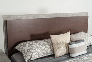 VIG Furniture Nova Domus Conner Modern Dark Walnut & Faux Concrete Bed VGAN-CONNER-BED-DK
