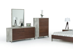 VIG Furniture Nova Domus Conner Modern Dark Walnut & Faux Concrete Dresser VGAN-CONNER-DSR-DK