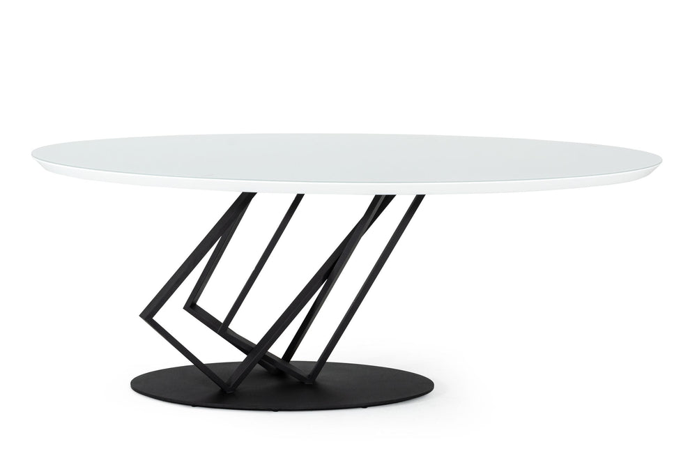 VIG Furniture Modrest Corbett - Modern High Gloss White w/ Frosted Glass Dining Table VGVCT1920-3
