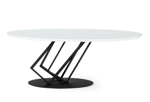 VIG Furniture Modrest Corbett - Modern High Gloss White w/ Frosted Glass Dining Table VGVCT1920-3