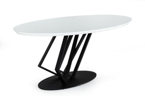 VIG Furniture Modrest Corbett - Modern High Gloss White w/ Frosted Glass Dining Table VGVCT1920-3