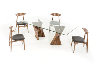 VIG Furniture Modrest Corbin Modern Walnut & Glass Dining Table VGCSDT-1571