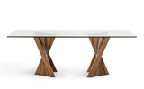 VIG Furniture Modrest Corbin Modern Walnut & Glass Dining Table VGCSDT-1571