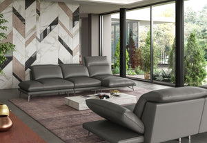 VIG Furniture Coronelli Collezioni Milano - Italian Modern Leather Grey Reversible Sectional Sofa VGCCMILANO-SECT