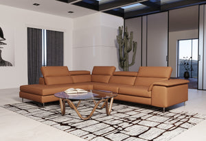 VIG Furniture Coronelli Collezioni Viola - Italian Contemporary Cognac Leather Left Facing Sectional Sofa VGCCVIOLA-KIM-COG-LAF-SECT