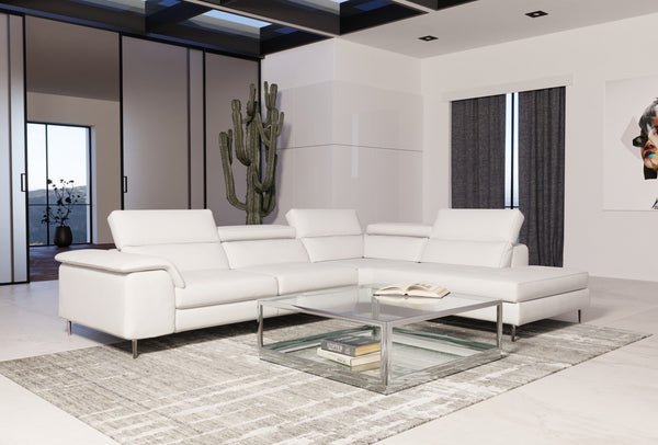 VIG Furniture Coronelli Collezioni Viola - Italian Contemporary White Leather Right Facing Sectional Sofa VGCCVIOLA-KIM-WHT-RAF-SECT