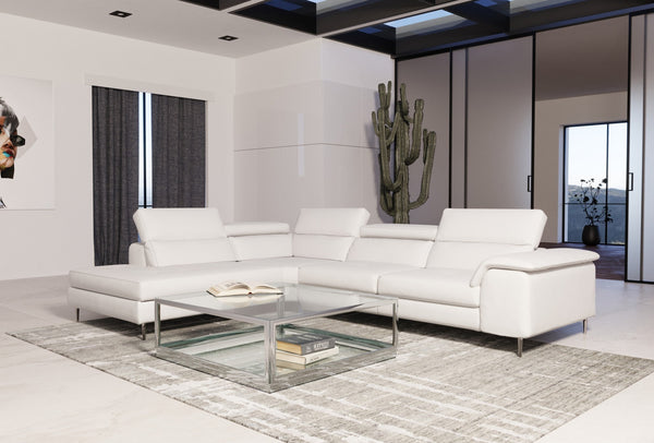 VIG Furniture Coronelli Collezioni Viola - Italian Contemporary White Leather Left Facing Sectional Sofa VGCCVIOLA-KIM-WHT-LAF-SECT