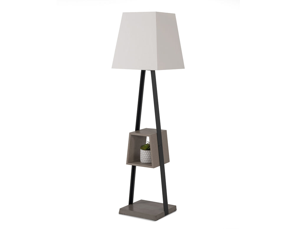VIG Furniture Modrest Cortez Modern Black Metal & Faux Concrete Floor Lamp VGGRTRAPEZE