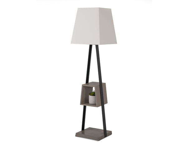 VIG Furniture Modrest Cortez Modern Black Metal & Faux Concrete Floor Lamp VGGRTRAPEZE