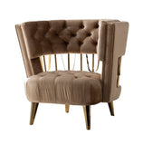 VIG Furniture Divani Casa Courtney - Beige & Gold Fabric Lounge Chair VGYUHD-1927-CH