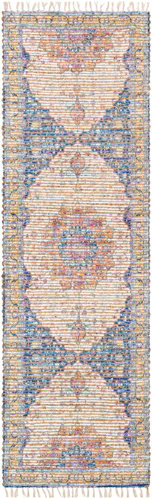 Coventry COV-2303 Traditional Jute, Polyester, Cotton Rug COV2303-268 Khaki, Saffron, Violet, Aqua, White 60% Jute, 30% Polyester, 10% Cotton 2'6" x 8'