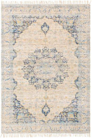 Coventry COV-2304 Traditional Jute, Polyester, Cotton Rug COV2304-810 Dark Blue, White, Khaki, Aqua, Saffron 60% Jute, 30% Polyester, 10% Cotton 8' x 10'