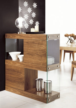 VIG Furniture Modrest Aura Modern Walnut & Glass Square Cabinet VGCNCP0602E-WAL
