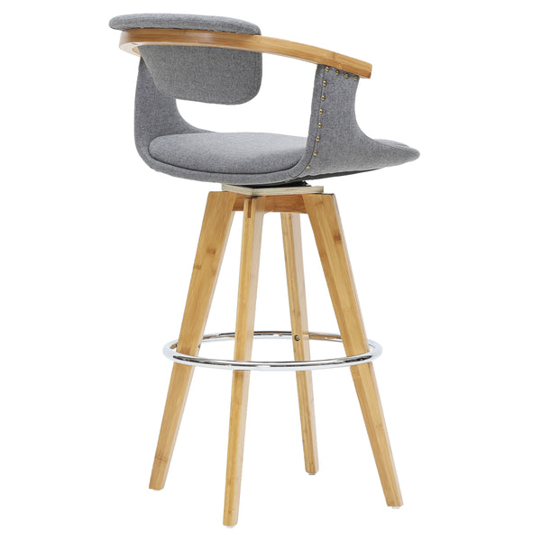 Darwin 360-Degree Swivel Counter Stool - Chic Mid-Century Design with Bamboo Legs and Linen Upholstery