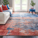 Nourison kathy ireland Home Safari Dreams KI374 Painterly Handmade Loomed Indoor Area Rug Blue/Brick 9' x 12' 99446177582