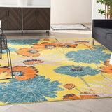 Nourison Allur ALR06 Contemporary Machine Made Power-loomed Indoor only Area Rug Yellow Multicolor 9' x 12' 99446838988