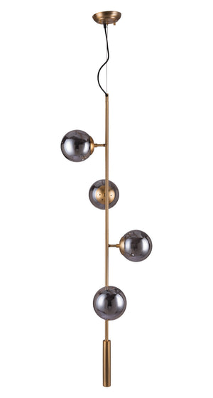 Zuo Modern Zatara Steel, Glass Modern Commercial Grade Ceiling Lamp Brass, Black Steel, Glass