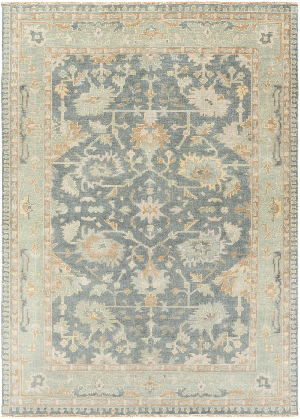 Cappadocia CPP-5020 Traditional Wool Rug CPP5020-913 Medium Gray, Mint, Butter, Taupe 100% Wool 9' x 13'