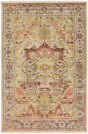 Cappadocia CPP-5021 Traditional Wool Rug CPP5021-913 Fuchsia, Medium Gray, Dark Purple, Olive 100% Wool 9' x 13'