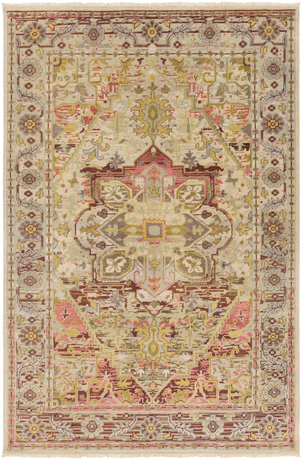 Cappadocia CPP-5021 Traditional Wool Rug CPP5021-913 Fuchsia, Medium Gray, Dark Purple, Olive 100% Wool 9' x 13'