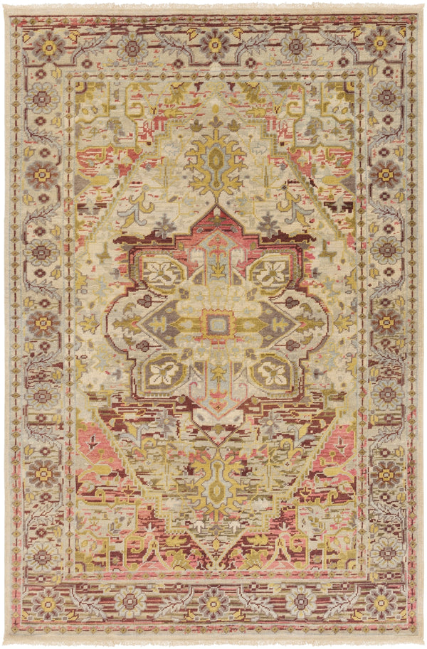 Cappadocia CPP-5021 Traditional Wool Rug CPP5021-811 Fuchsia, Medium Gray, Dark Purple, Olive 100% Wool 8' x 11'