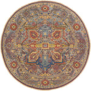 Cappadocia CPP-5022 Traditional Wool Rug CPP5022-10RD Sage, Bright Purple, Dark Blue, Mustard, Grass Green 100% Wool 10' Round
