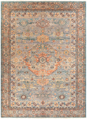 Cappadocia CPP-5028 Traditional Wool Rug CPP5028-811 Aqua, Denim, Seafoam, Khaki, Taupe, Ivory, Camel, Peach, Bright Yellow, Charcoal 100% Wool 8' x 11'