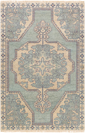 Cappadocia CPP-5031 Traditional Wool, Viscose Rug CPP5031-913 Sage, Navy, Cream, Tan, Peach 70% Wool, 30% Viscose 9' x 13'