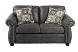 Porter Designs Elk River Leather-Look & Nail Head Transitional Loveseat Gray 01-33C-02-9702A