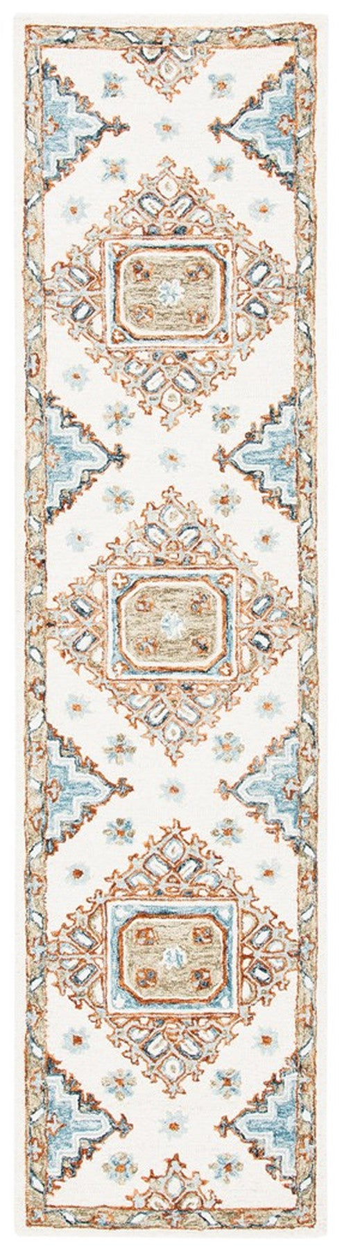 Capri 209  Hand Tufted 100% Wool Pile Rug Ivory / Rust