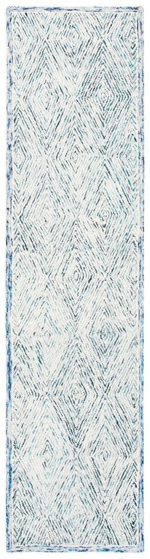 Capri 213  Hand Tufted 100% Wool Pile Rug Blue / Ivory